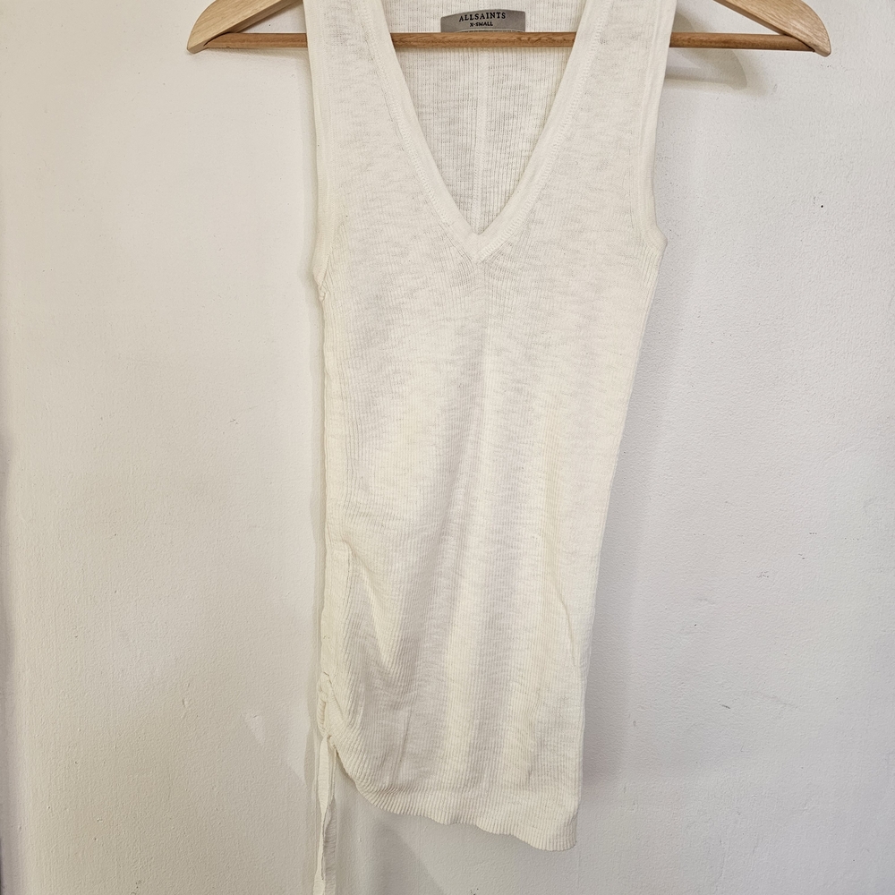 All Saints Cream V-Neck Tank Top
